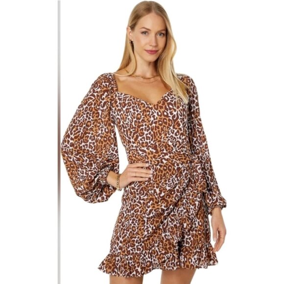 Lilly Pulitzer Lila Long Sleeves Animal Print Mini Dress NWT $238 - Picture 1 of 10